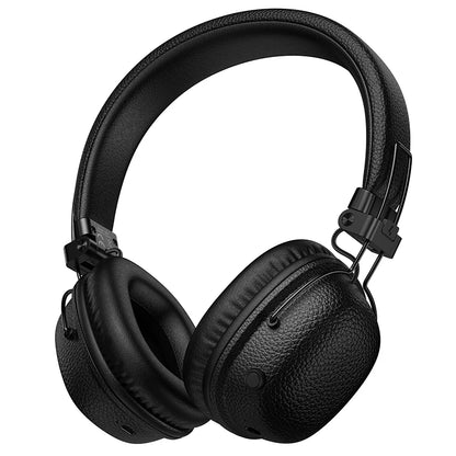 HOCO W64 Retro Bluetooth 5.4 Wireless Headphones with 40mm Deep Bass, PU Leather Over-Ear HiFi Music Headset for Sports & Travel