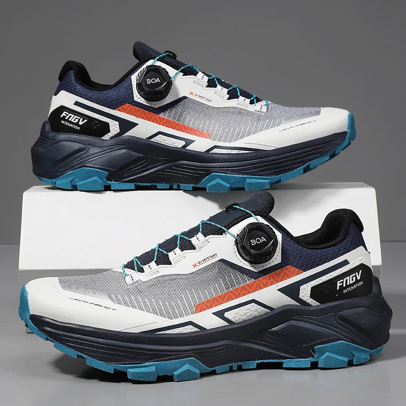 Chaussures de course pour hommes avec boucle rotative, baskets légères en maille respirante pour hommes, chaussures de sport décontractées imperméables pour la salle de sport et l'entraînement