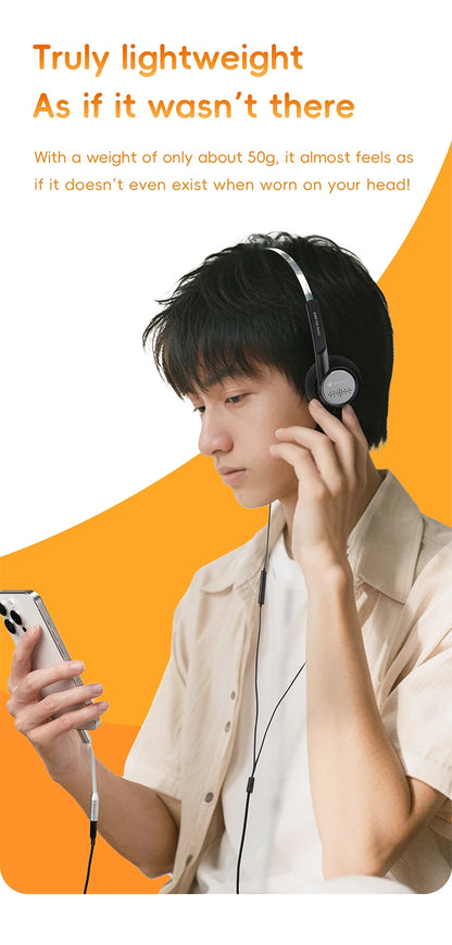 FiiO Wind 3.5mm Wired On-Ear Headphones with Microphone, HiFi Sound 40mm Dynamic Driver Gaming & Recording Headphones