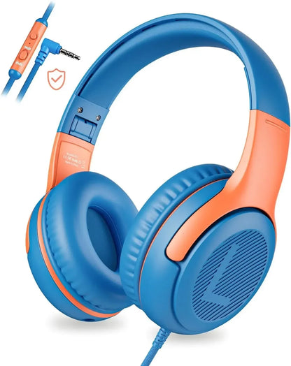 Awatrue Kids Headphones with Microphone, Safe Volume Limited Wired Kids Headphones for School, Toddler & Children, Comfortable Stereo Headset for Learning, Travel & Gaming