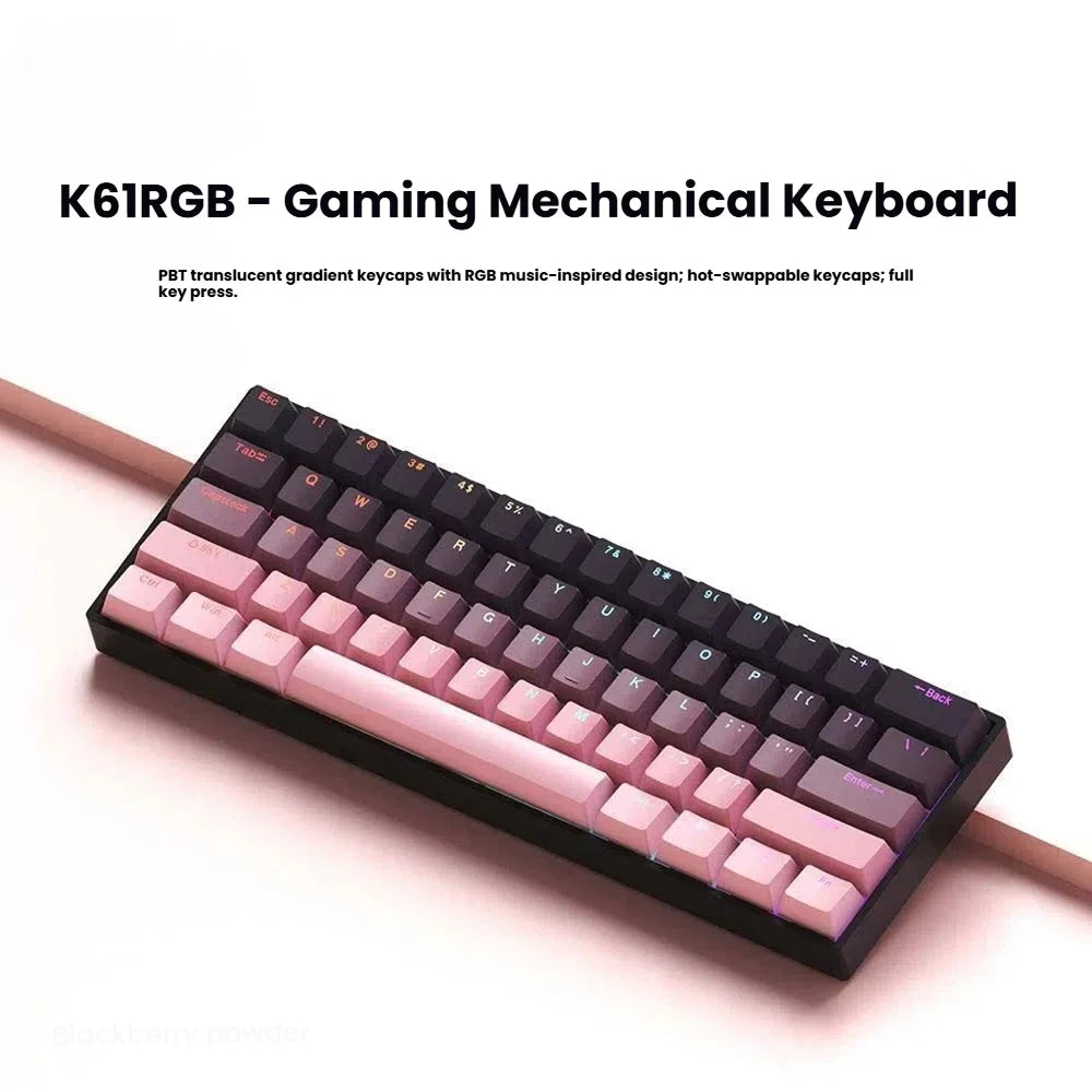 K61 USB Mini Mechanical Gaming Wired Keyboard Hot-Swappable Mechanical Keyboard Detachable Cable