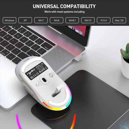 HXSJ T90 Bluetooth Gaming Mouse, 3 Modes Wireless Rechargeable RGB Gaming Mouse, Bluetooth 5.3 & 2.4G USB Gaming Mouse for PC, Laptop, Mac, iPad & Tablet