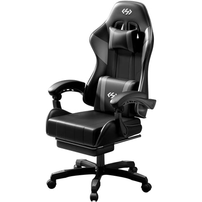 Ergonomic Gaming Chair with Footrest and Headrest, Adjustable Computer Office Chair with Reclining Backrest, Comfortable Desk Chair for Adults