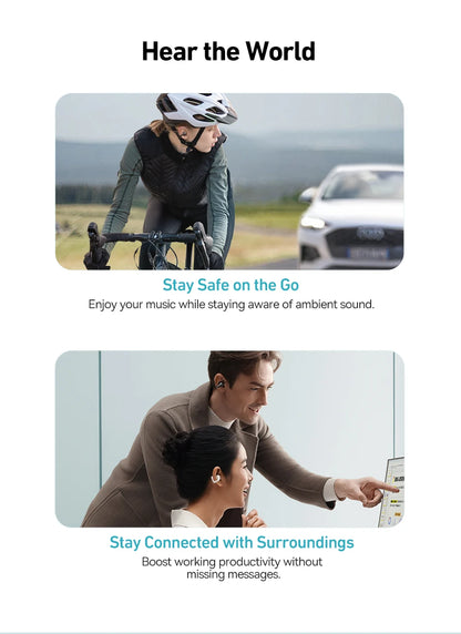 Baseus Bowie MC1 Ear Clip Wireless Earphones Bluetooth 5.4 Open-Ear Clip-On Sports Earbuds IP57 Waterproof AI Bass Ear Clip Headphones