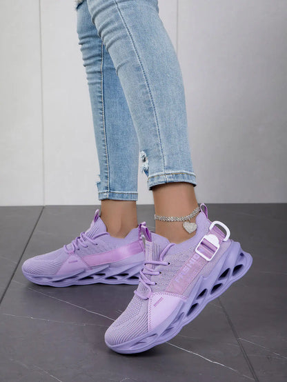 Modische lila Freizeit-Sneaker für Damen und Herren, Blade-Laufschuhe, große Größe 48, leichte, atmungsaktive Sportschuhe für Herren, Mesh-Sneaker