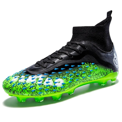 Chaussures de football pour hommes et femmes, chaussures de football à tige haute offrant un bon maintien de la cheville, chaussures d’entraînement légères et antidérapantes pour terrains intérieurs et extérieurs.