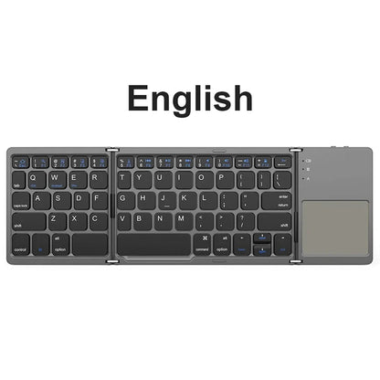 Russian/Spanish/English B033 Mini Foldable keyboard, Wireless Bluetooth Keyboard Recharger with Touchpad for Windows Android IOS
