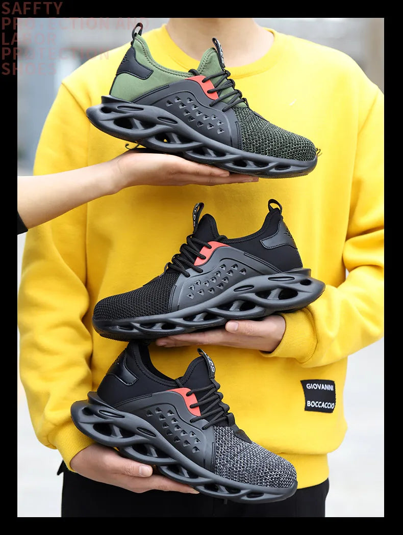 Chaussures de sécurité de travail pour hommes, baskets de travail légères et indestructibles, chaussures de sécurité à bout en acier, bottes de protection de sécurité, chaussures de toiture