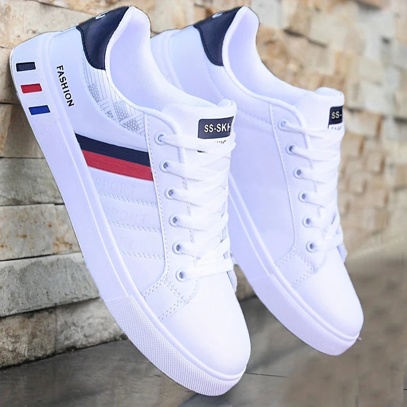 Men's Low-Top Skateboarding Sneakers - Breathable Synthetic Upper, Durable Pvc Sole, Round Toe Design, Suitable for Casual and Formal Wear Skateboard Shoes, Casual Shoes, Stylish Lace-Up Design, Equipped with Comfortable Fabr