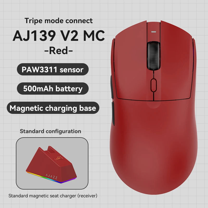 Mysz bezprzewodowa AJAZZ AJ139Pro/AJ139V2MC z chipsetem PMW3395/PAW3311, 12000–26000Dpi, profesjonalna mysz gamingowa