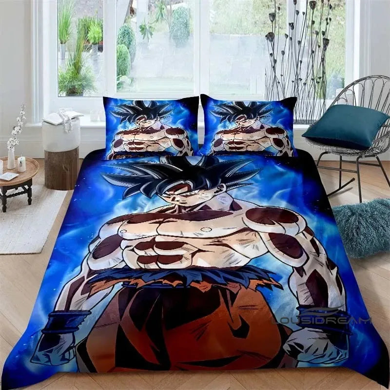 Posteljina s printom u temi crtića/animea Son Goku Dragon Ball: ovaj mekani i udobni set uključuje navlaku za poplun i jastučnicu