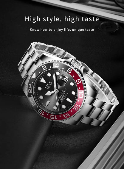 LIGE 2025 brand new men's watch luminous stainless steel business quartz luxury clock waterproof watches for men reloj hommes