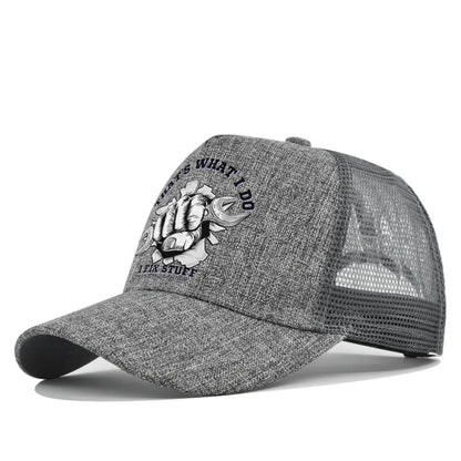 Modebaseballkasket i printet, åndbart net til forår/sommer – Gorras med personligt logo til mænd, kvinder og par – Visirhat, casquette