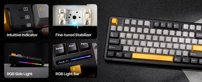 AULA F108 PRO Wireless Mechanical Keyboard 3 Mode RGB Backlit Gaming Keyboard With Screen 8000mAh Battery 104 Keys Hot Swappable
