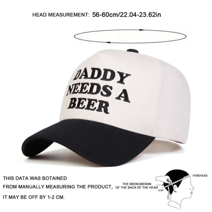 Cappellini da baseball unisex con ricamo "DADDY NEEDS A BEER", per primavera e autunno, da esterno, casual, regolabili, cappellino da sole, cappellino sportivo