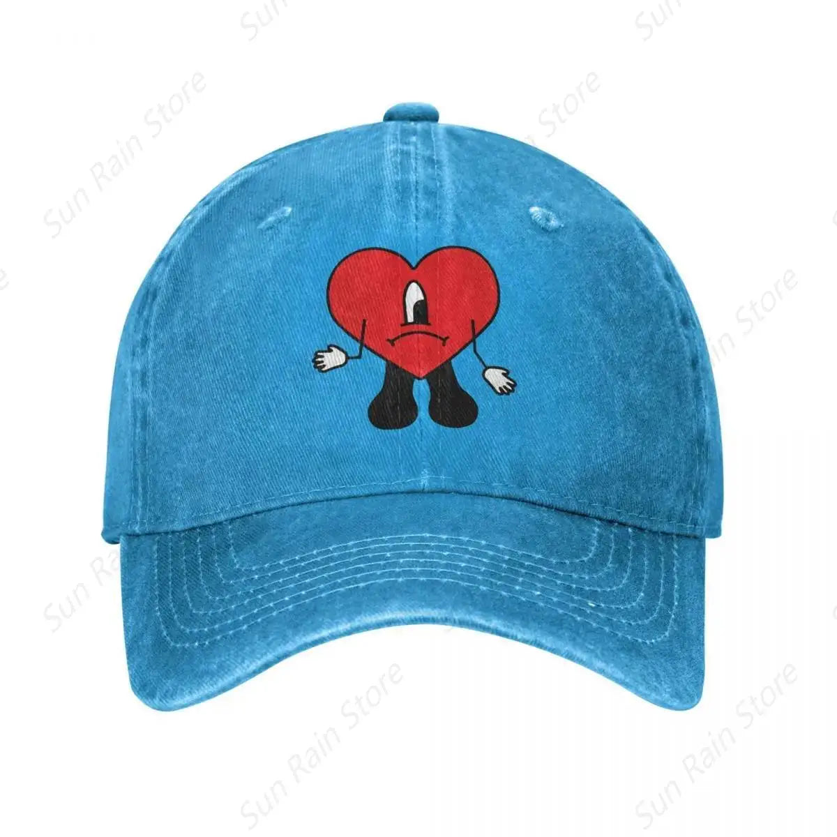 Cappellino da baseball in denim Bad Bunny con chiusura a scatto per uomo - Cappellino musicale "Un Verano Sin Ti" - Estate/Autunno - Stile vintage
