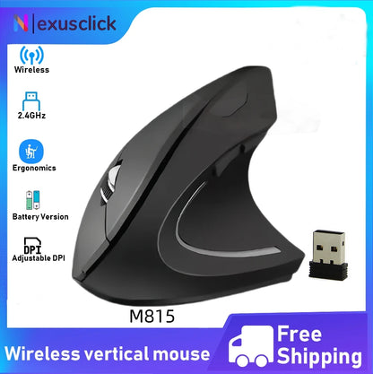 NexusClick Bluetooth Wireless Vertical Mouse, Rechargeable Ergonomic Mouse with 2.4G & Bluetooth, 1600 DPI Adjustable Silent Wireless Mouse for Laptop & PC