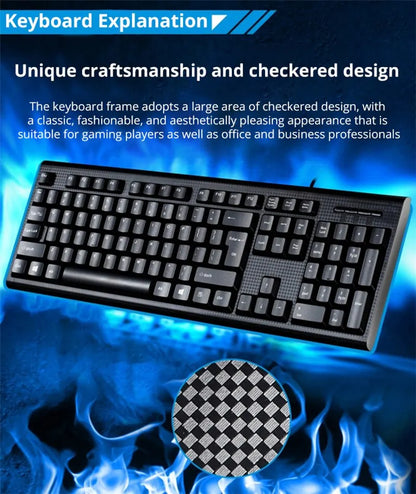 Q9 Wired USB Keyboard 104-Key Business Office Keyboard for Desktop & Laptop, Full-Size Wired USB Keyboard for Home, Office & Windows/Mac