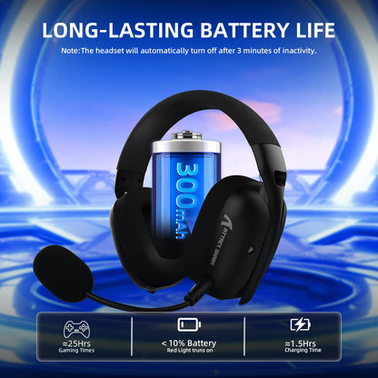 Auriculares gaming ATTACK SHARK L80PRO 3 en 1 – Auriculares Bluetooth inalámbricos de baja latencia con doble micrófono, sonido Hi-Fi de 40mm y conexión estable