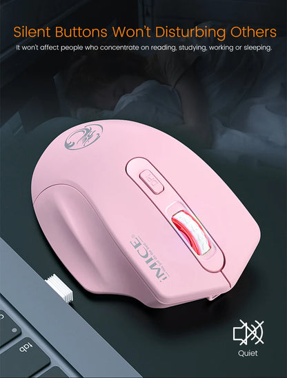 iMice Silent Rechargeable Wireless Mouse 2.4GHz, 1600 DPI Adjustable Wireless Mouse for PC, Laptop & Office, Quiet Click Ergonomic Computer Mouse