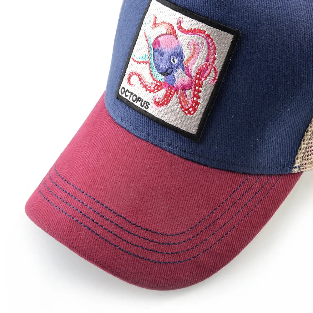Unisex Baseball Cap With Octopus Patch For Men And Women Four Season Snapback Trucker Hats Outdoor Breathable Casual Sports Cap