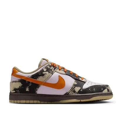 Nike Dunk Low – uniwersalne, niskie buty skateboardowe z cienką, antypoślizgową i wytrzymałą podeszwą, model unisex, kolor: biały/czarny/pomarańczowy, IB2260-500