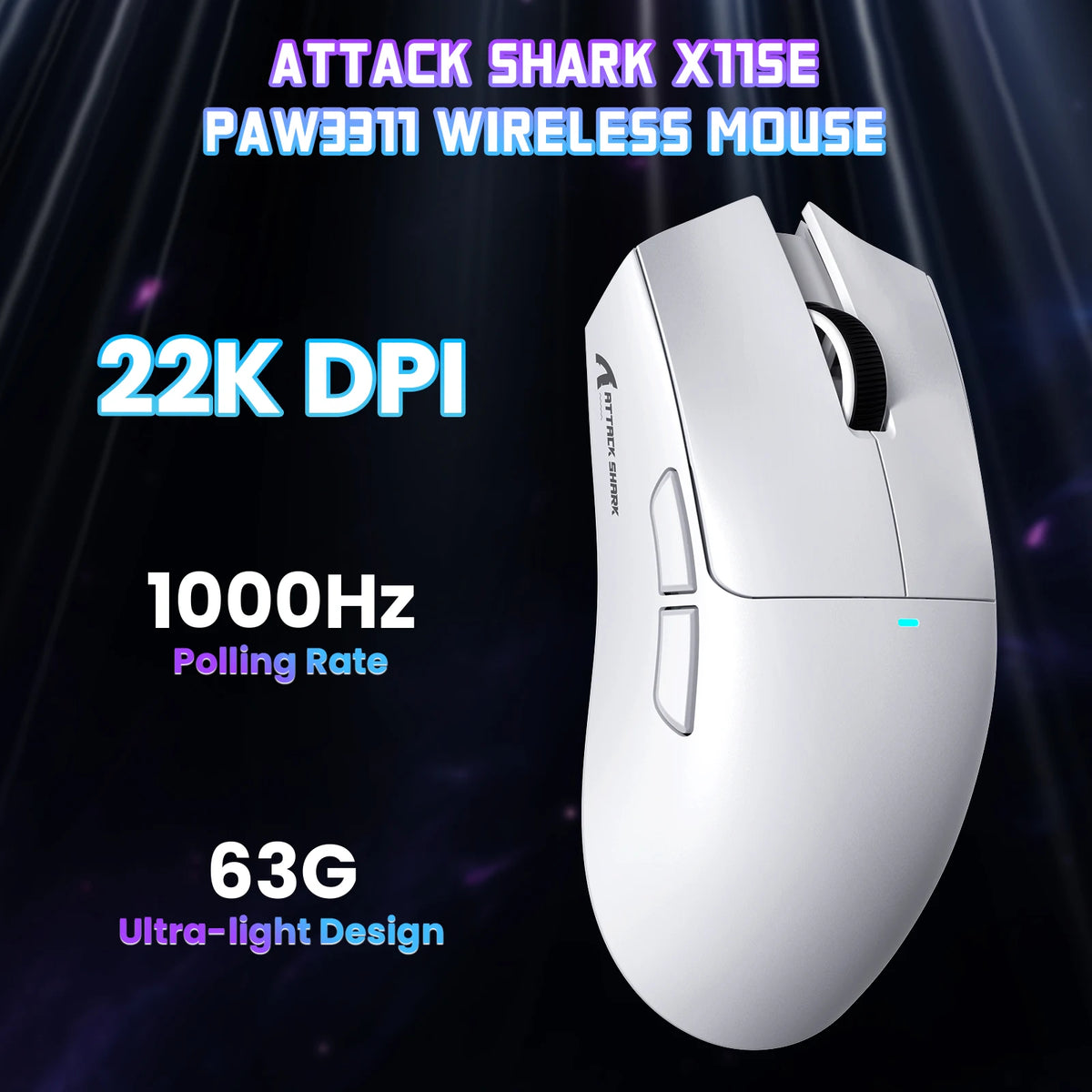 ATTACK SHARK X11SE Wireless Gaming Mouse Tri-Mode, 63g Superlight Gaming Mouse with PAW3311 Sensor, 22000 DPI, Bluetooth & 2.4GHz RGB Gaming Mouse
