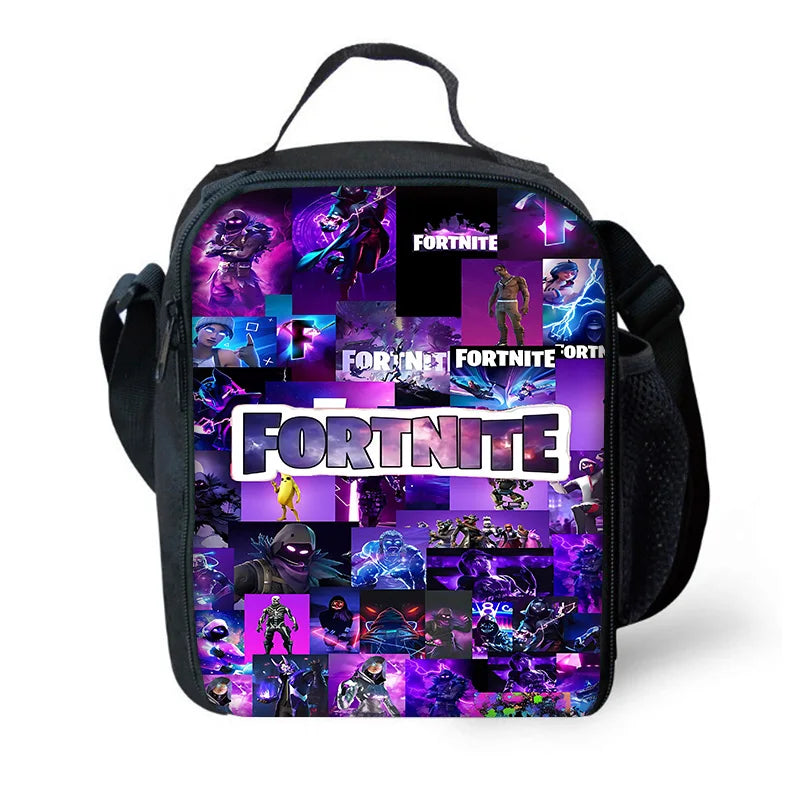 Mochila Escolar Infantil com Lancheira e Estojo, Design de Jogo Popular F-FortniteS, Mochila Escolar para Rapazes e Raparigas, Presente Ideal