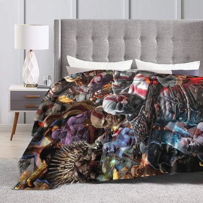 God of War Game Gamers Kratos Blanket  Decorative Flannel Bedding Throws For Couch Chair Sofa Bed Soft Bedspread Gift Idea
