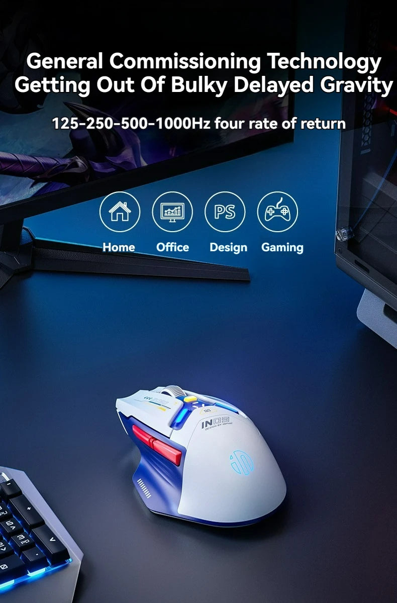 Tri-Mode Wireless Bluetooth Gaming Mouse 10000 DPI RGB Rechargeable Gaming Mouse with 2.4GHz, Bluetooth 5.0 & Wired Connection for PC, Laptop & Mac