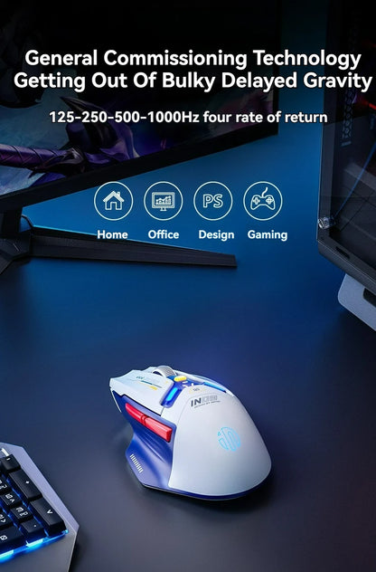 Tri-Mode Wireless Bluetooth Gaming Mouse 10000 DPI RGB Rechargeable Gaming Mouse with 2.4GHz, Bluetooth 5.0 & Wired Connection for PC, Laptop & Mac