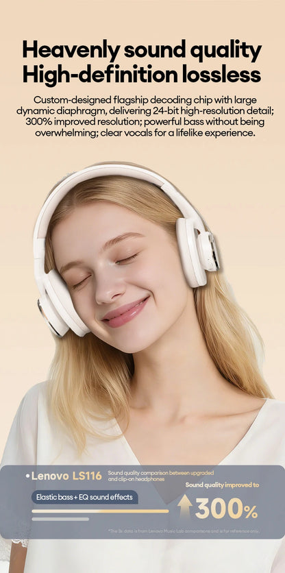 Choice Lenovo Gaming Headset Wireless Bluetooth 6.0 Earphones Foldable Sport Over Ear Headphone with HD Mic Gifts LS116