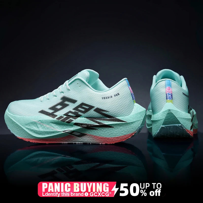 Chaussures de course pour homme, sportives, semelle en carbone, spécialisées, respirantes, légères, pour femme, confortables, athlétiques, antidérapantes, pour marathon
