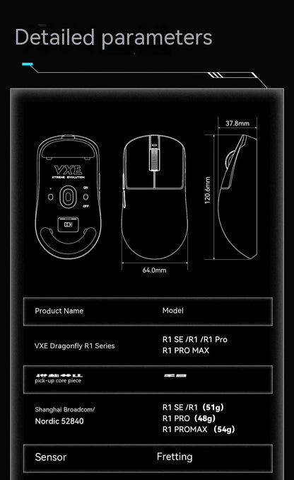 Ασύρματο ποντίκι VXE Dragonfly R1 Pro με αισθητήρα Paw3395, Nordic 52840, 2khz, Smart Speed X, χαμηλή καθυστέρηση, για γραφείο και gaming σε PC