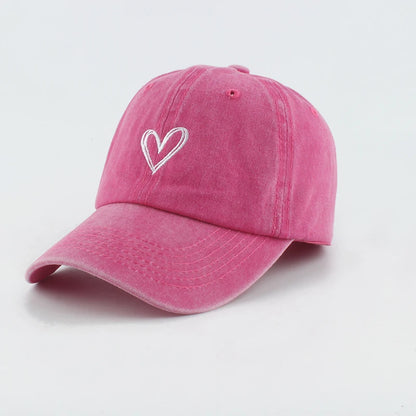Cappellini da baseball sportivi e alla moda per uomo e donna con ricamo a forma di cuore, cappellino snapback in cotone lavato, modello “Dad Hat”