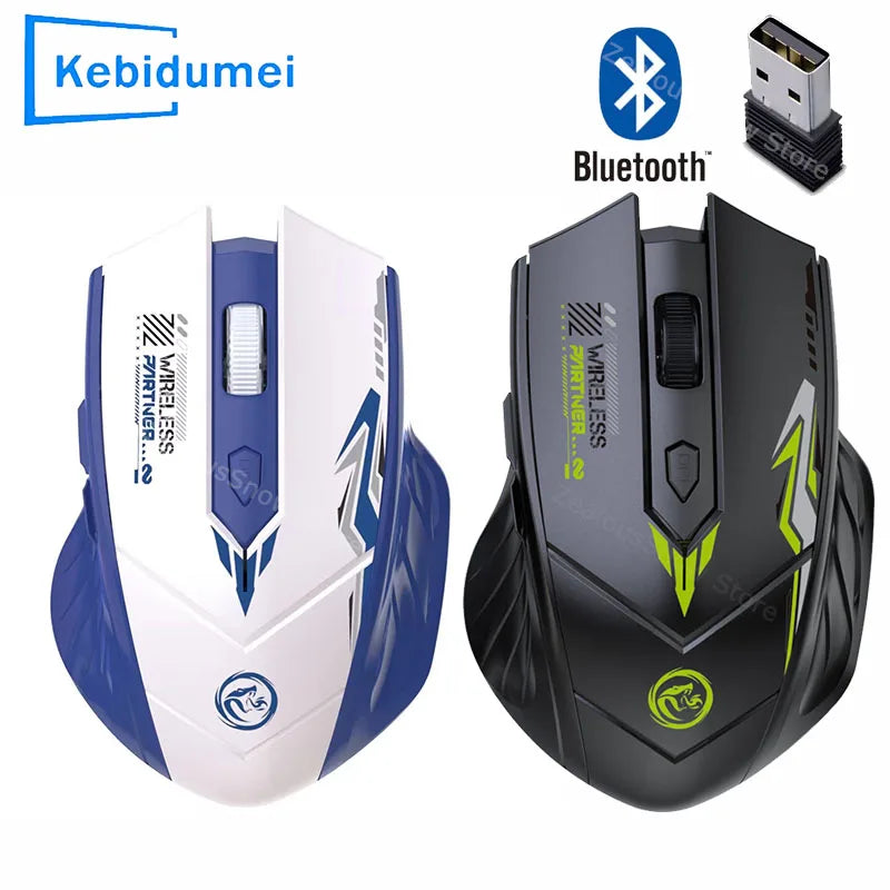 Wireless Gaming Mouse 2.4G Bluetooth Rechargeable Silent Mouse, Dual Mode Wireless Gaming Mouse with 6 Buttons, Adjustable DPI, Ergonomic Mouse for PC, Laptop & Mac