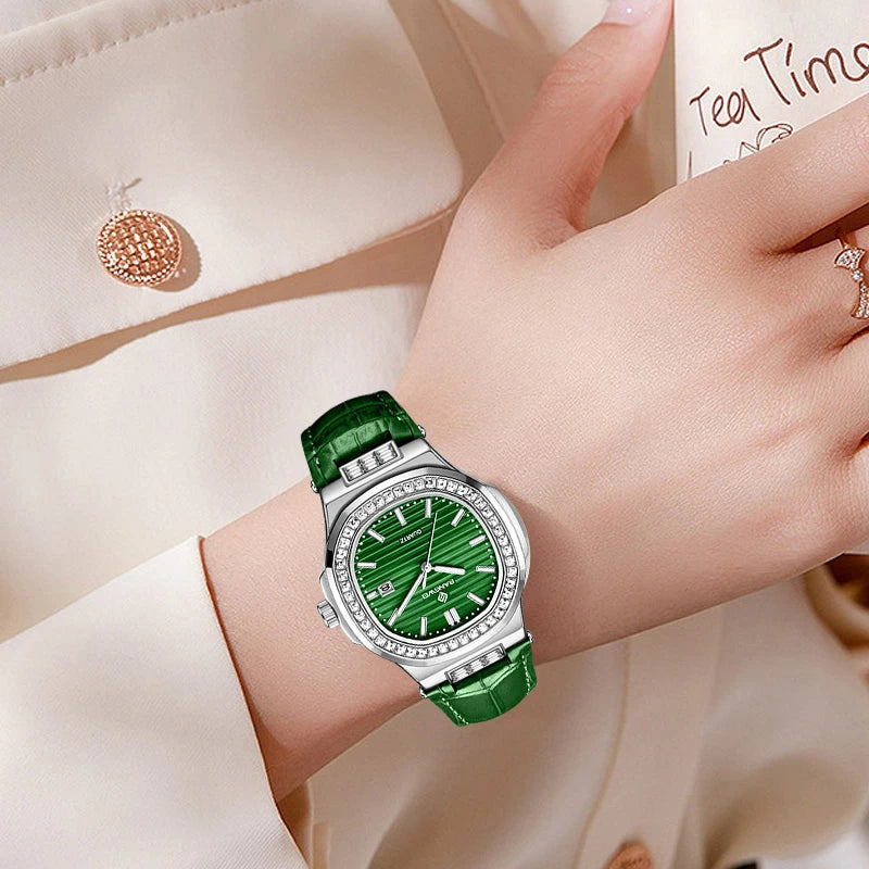 New Fashion BANGWEI Elegant Luxury Quartz Woman Watch Simple Dial Diamond Retro Leather Date Waterproof Luminous Women's Watches