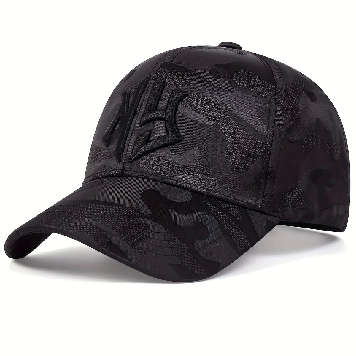 Cappellino da baseball con ricamo di lettere in stile mimetico, cappellino snapback primaverile-autunnale, cappellino sportivo casual regolabile, cappellino protettivo dal sole