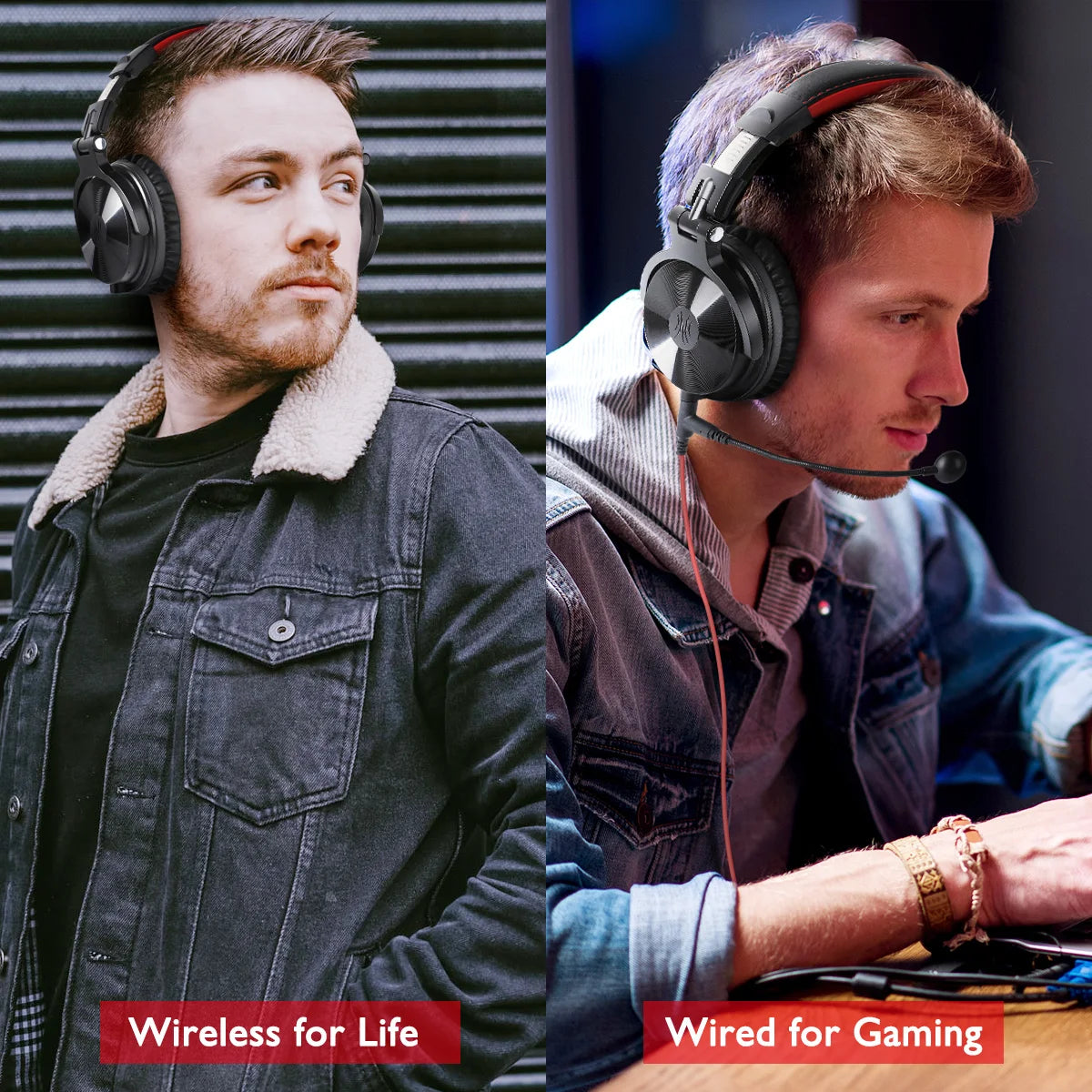 OneOdio Pro-M Wireless Gaming Headphones Bluetooth 5.2 HiFi Stereo Headset 110H Playtime with Mic, Deep Bass Foldable Over-Ear Headphones