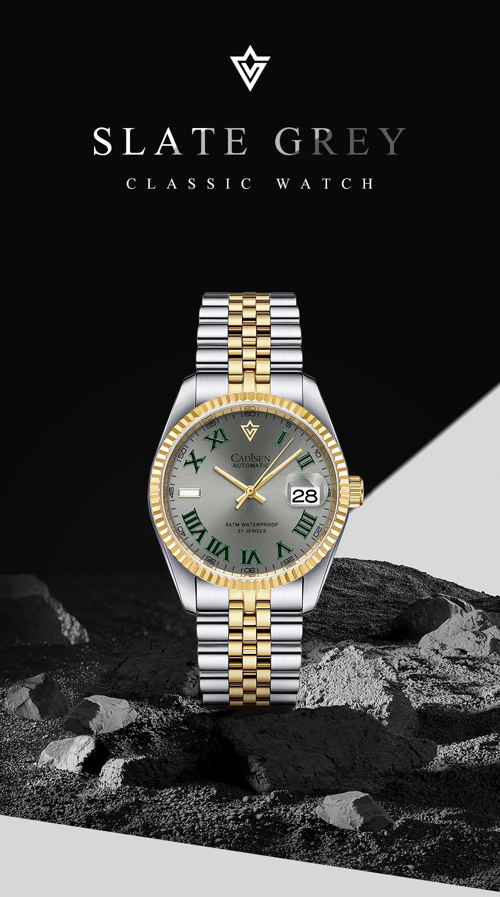 CADISEN 38MM Men's Automatic Mechanical Watch Luxury AR Sapphire Glass Water Resistant Stainless Steel MIYOTA 8215 Reloj Hombre
