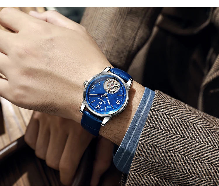 Męski zegarek z tourbillonem, modny, sportowy, automatyczny, mechaniczny, wodoodporny – luksusowy zegarek na rękę renomowanej marki z najwyższej półki