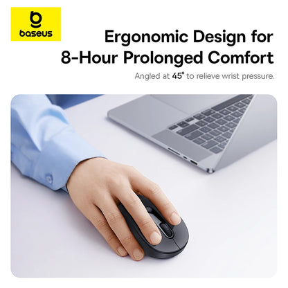 Baseus Wireless Mouse Bluetooth 5.3 Ergonomic Silent Mouse, 2.4GHz Rechargeable Office Mouse with 7 Buttons, Adjustable DPI for Laptop, MacBook, PC & Tablet