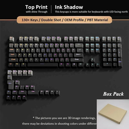 133+ Tasten OEM-Profil Gradient-Keycaps für mechanische Gaming-Tastatur mit Cherry MX Switch, PBT, hintergrundbeleuchtet, RGB-Keycap, ISO-Layout Keycaps