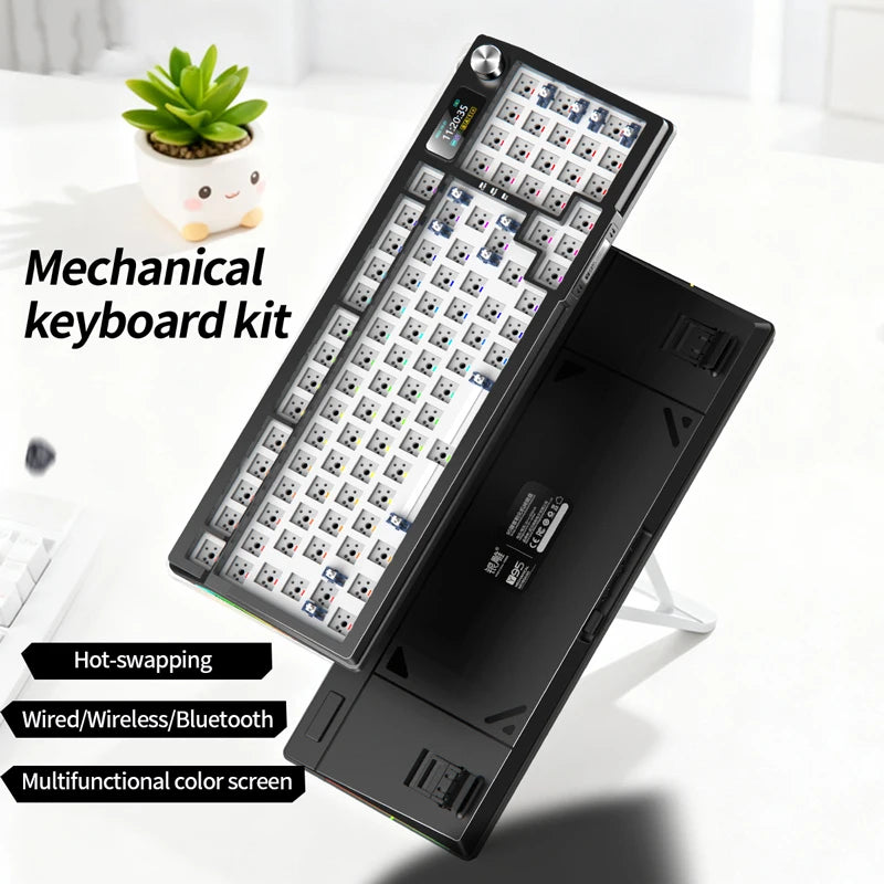 YINDIAOY95 Keyboard Kit Hotswap TFT Screen Full RGB Backlit 2.4GHz Bluetooth Wireles Custom DIY Mechanical Keyboard
