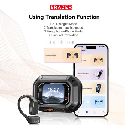 AI Earphone Translator Erazer XP6 Bluetooth 5.4 Wireless Earbuds – Real-Time 144 Languages Translation, Sleep ASMR Earphones, Deep Bass AI Headphones for Travel & Office