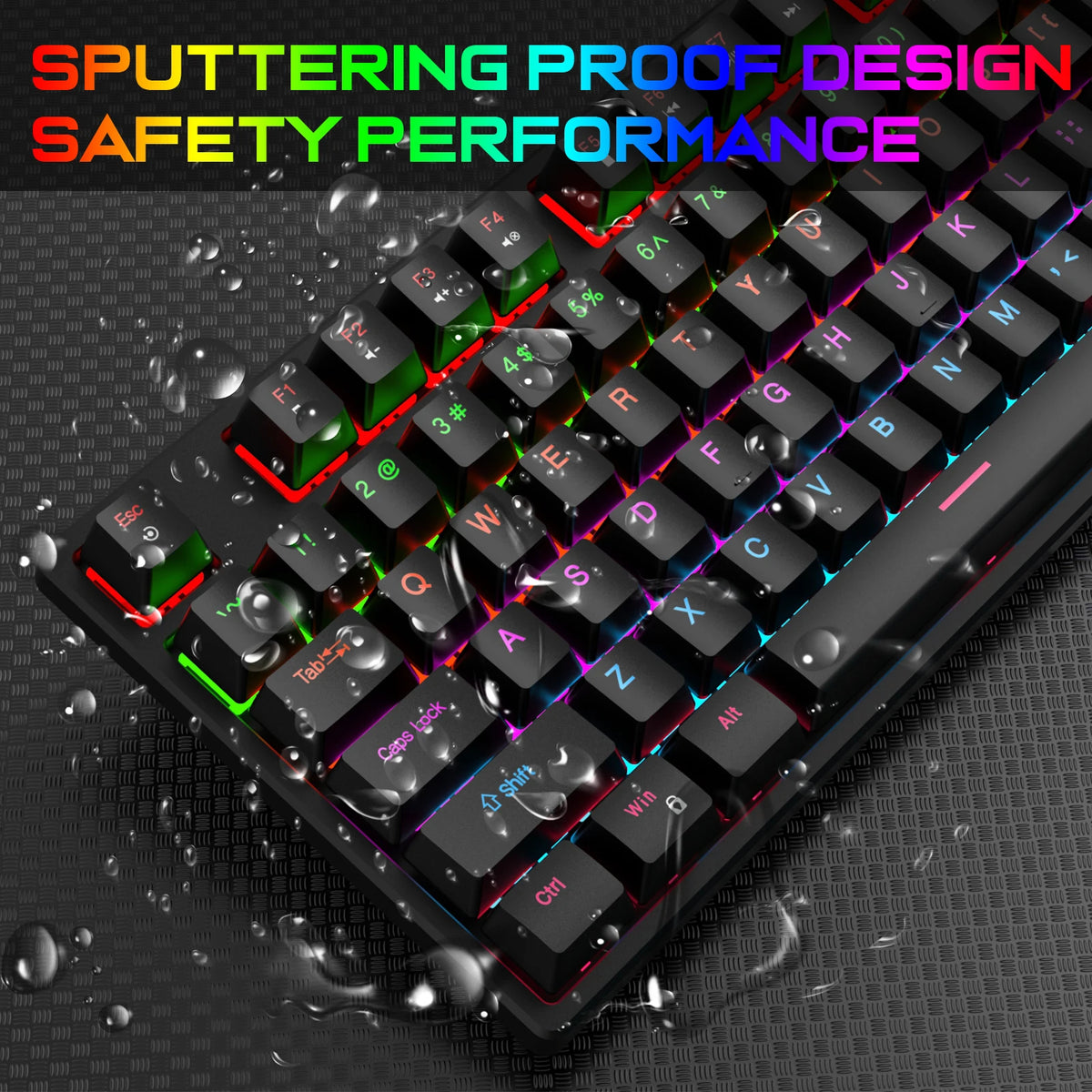 KEBIDUMEI RGB Mechanical Keyboard USB Wired Gaming Keyboard 104Keys Hot Swappable Ergonomic Keyboard Computer Accessories For PC