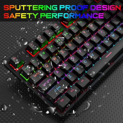 KEBIDUMEI RGB Mechanical Keyboard USB Wired Gaming Keyboard 104Keys Hot Swappable Ergonomic Keyboard Computer Accessories For PC