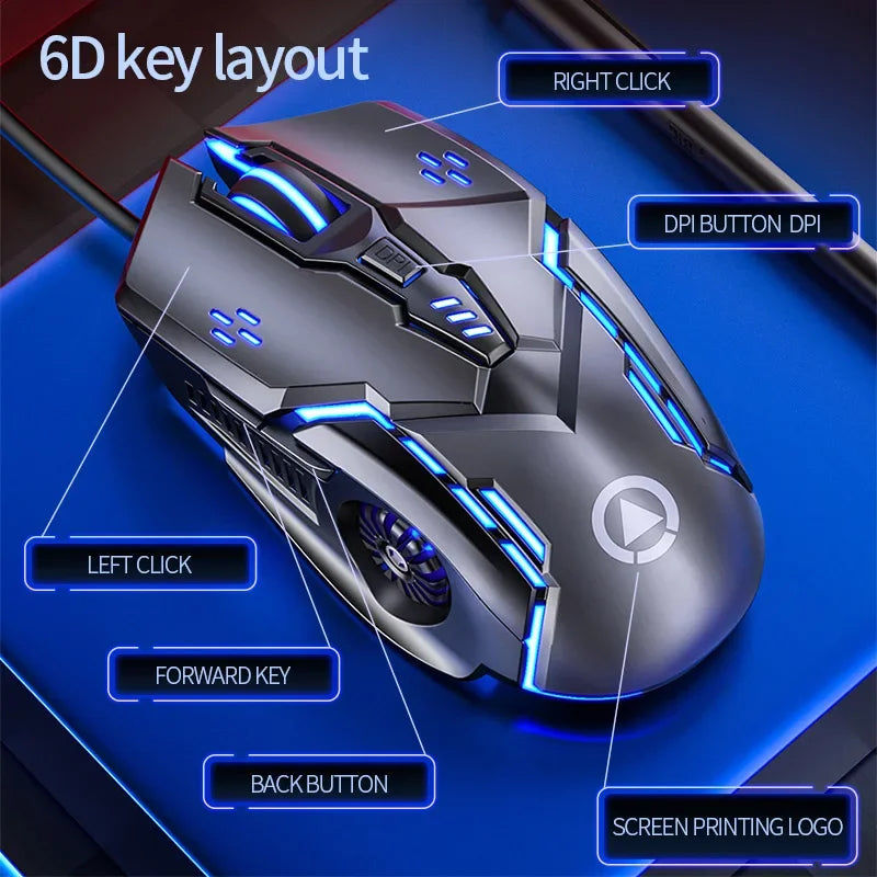 YINDIAO Ergonomic Wired Gaming Mouse RGB LED Backlit 3200DPI 6 Button Mechanical USB Mouse for PC Laptop Computer Gaming