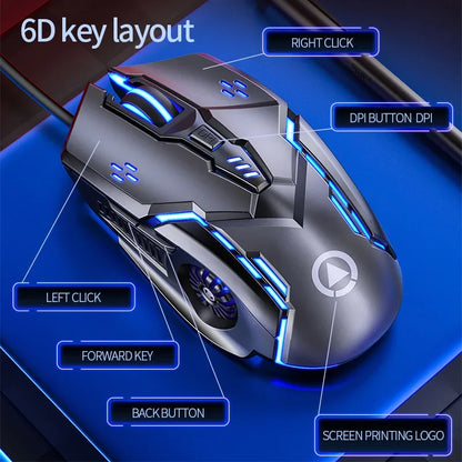 YINDIAO Ergonomic Wired Gaming Mouse RGB LED Backlit 3200DPI 6 Button Mechanical USB Mouse for PC Laptop Computer Gaming
