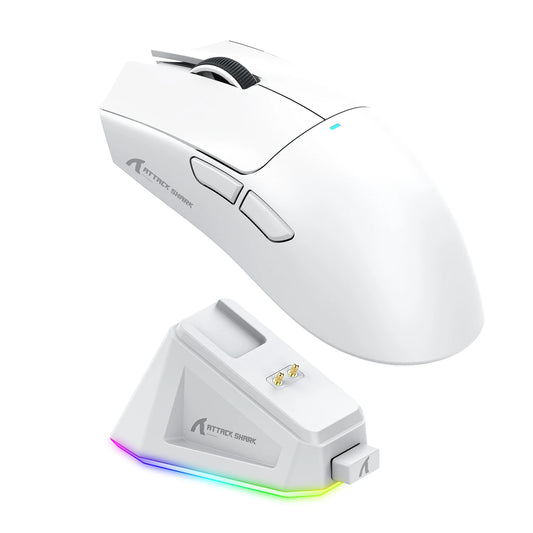 Attack Shark X11&R1 trostruki Bluetooth bežični miš s bazom za punjenje, RGB osvjetljenjem, ergonomskim dizajnom, lagani miš za PC gaming, dodaci za igrače